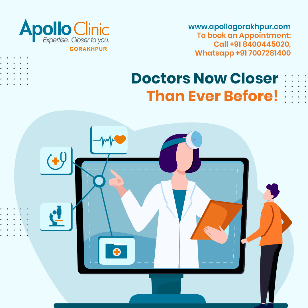 Our Doctors are available for Tele-Consultation, get access to quality healthcare in this pandemic. Visit Apollo Clinic Gorakhpur for your healthcare needs and receive treatment in a SAFE and SANITIZED Environment.